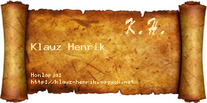 Klauz Henrik névjegykártya